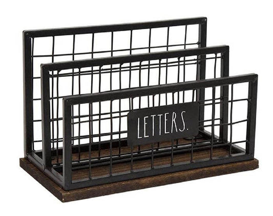 New Rae Dunn black metal LETTERS desktop mail/file holder