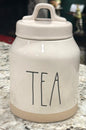 New Rae Dunn ceramic clay bottom 6” canister TEA