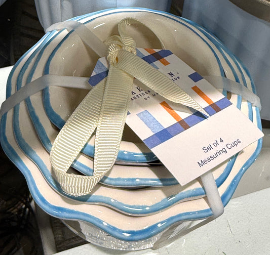 New Release Rae Dunn blue and white floral measuring cup set