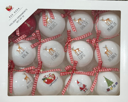 New Rae Dunn Christmas Santa’s reindeer glass ornament box set