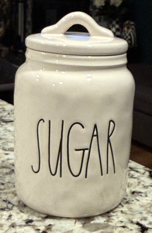Rae Dunn white ceramic 6.” dimply OG long line flat lid baby SUGAR canister