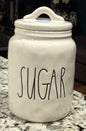 Rae Dunn white ceramic 6.” dimply OG long line flat lid baby SUGAR canister