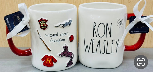 New Rae Dunn x Harry Potter ceramic coffee mug RON WEASLEY WIZARD CHESS CHAMPION