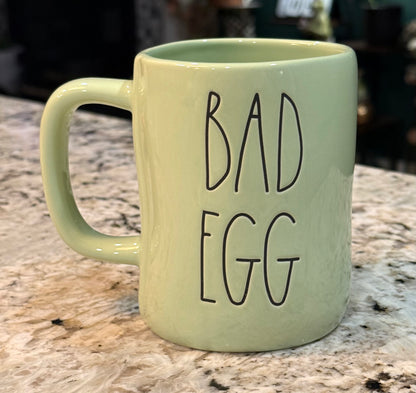 New Rae Dunn green ceramic Easter coffee mug GOOD EGG BAD EGG