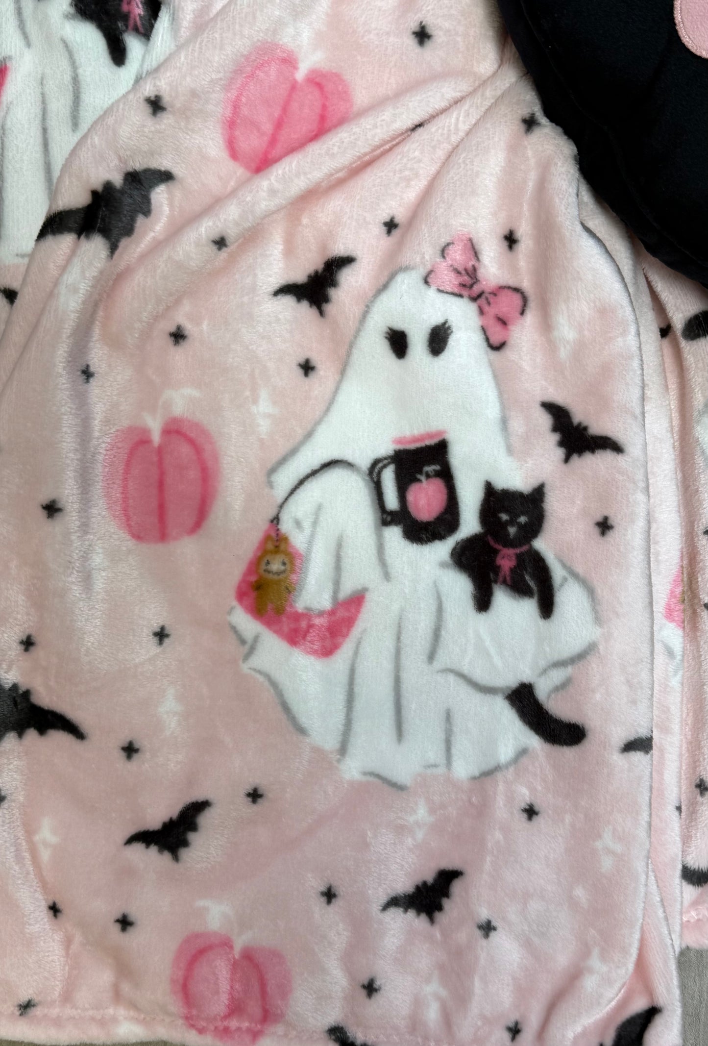 New pink Halloween ghost & cat pillow and blanket gift set decor 60x70