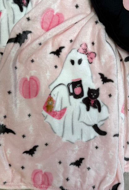 New pink Halloween ghost & cat pillow and blanket gift set decor 60x70