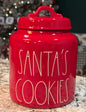 New Rae Dunn red ceramic SANTA’S COOKIES 🍪 Christmas canister 8”