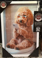 New white framed Goldendoodle potty photo decor 15.25x10.25