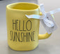 New Rae Dunn yellow ceramic coffee mug HELLO SUNSHINE