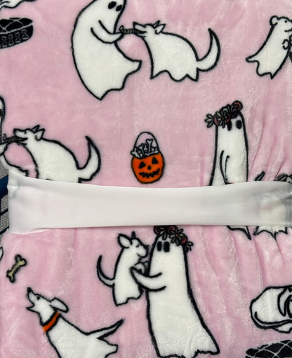 New Issac Mizrahi pink ghost walking dog twin size blanket bedding 60x90