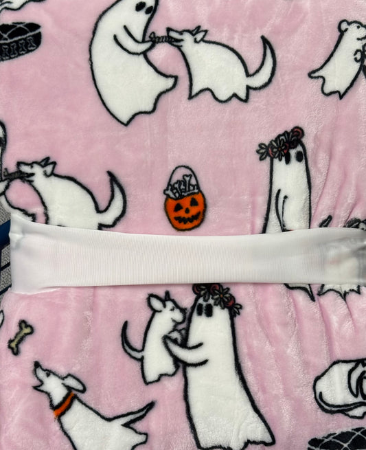 New Issac Mizrahi pink ghost walking dog twin size blanket bedding 60x90
