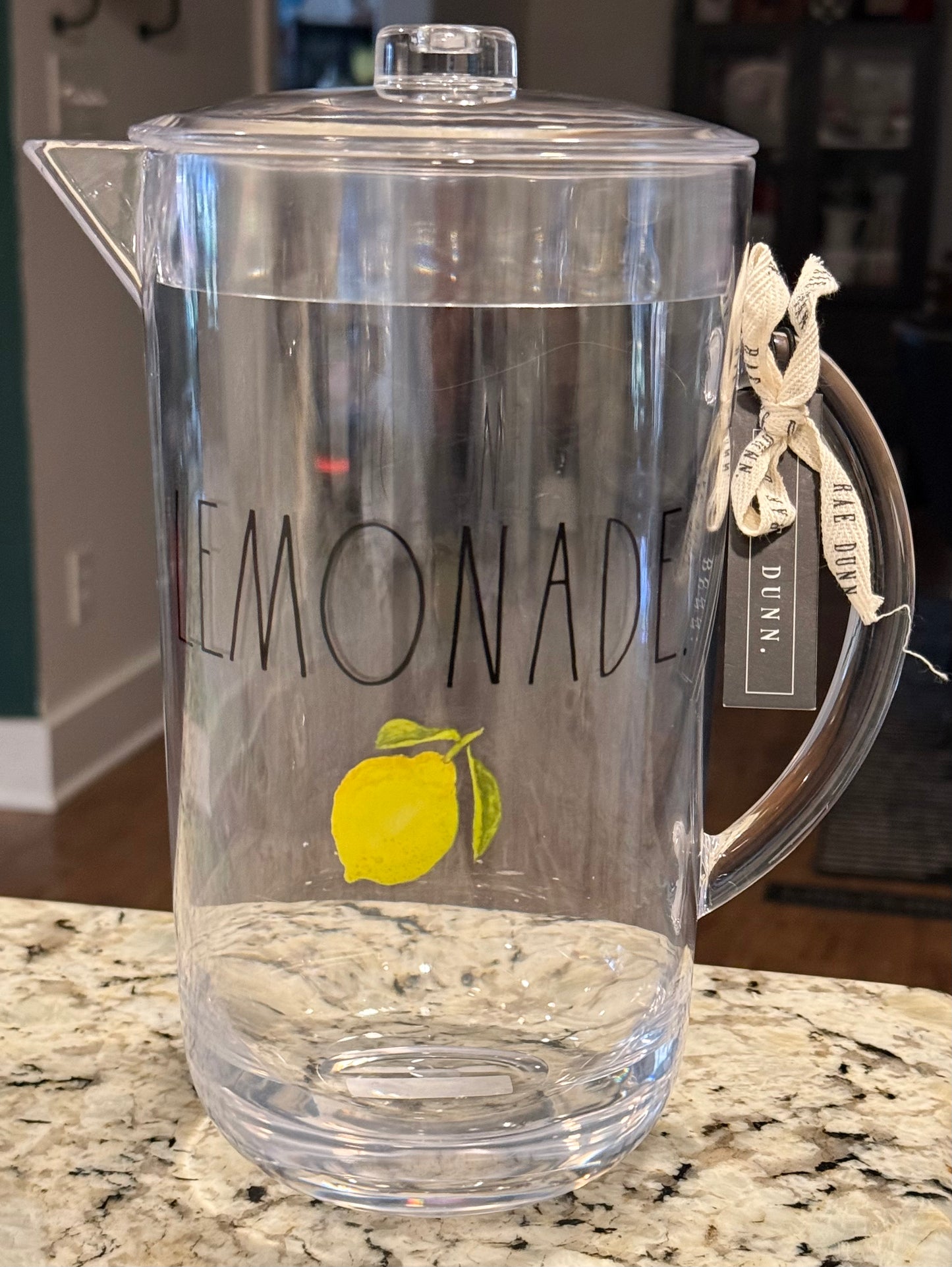 New Rae Dunn large clear LEMONADE pitcher