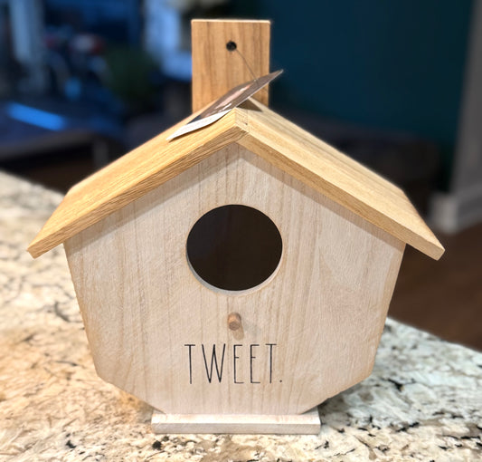 New Rae Dunn wood birdhouse TWEET 10.5x10.5