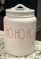 New Rae Dunn white ceramic Christmas canister 8” HO HO HO