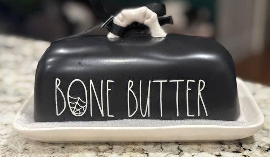 New Rae Dunn black ceramic butter container BONE BUTTER