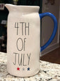 New Rae Dunn Americana ceramic star trimmed 4th OF JULY pitcher