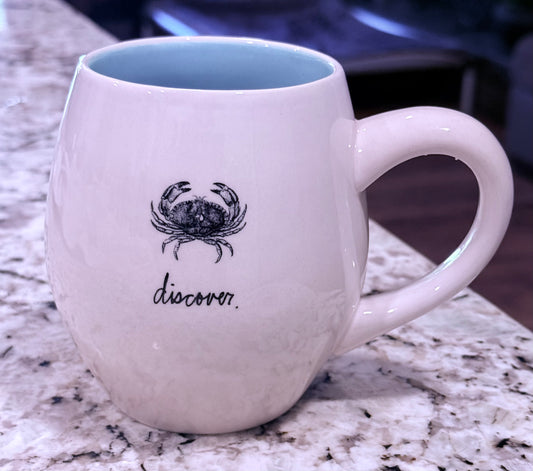 Rae Dunn white ceramic coffee mug DISCOVER