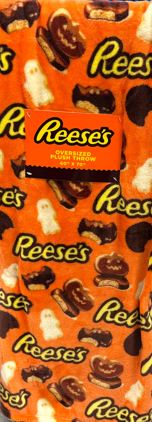 New Orange Reese Cup pumpkin ghost oversized Halloween throw blanket 60x70