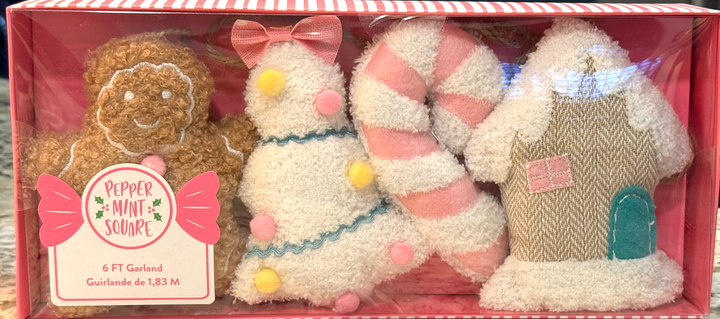 New pastel Christmas Peppermint Square 6” holiday garland