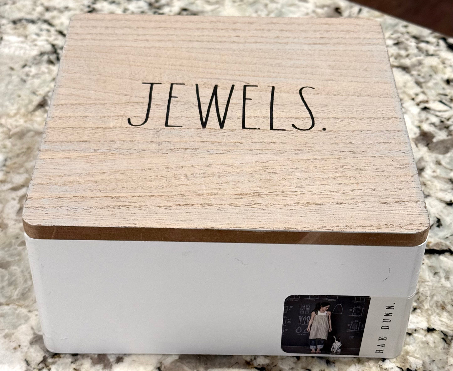 New Rae Dunn white wood jewerly JEWELS storage box