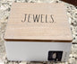 New Rae Dunn white wood jewerly JEWELS storage box
