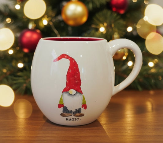 New Rae Dunn ceramic Christmas gnome canister mug MAGIC