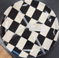 New black and white check 4-piece melamine 8” plate set