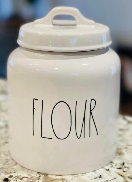 New Rae Dunn 8” ceramic FLOUR canister