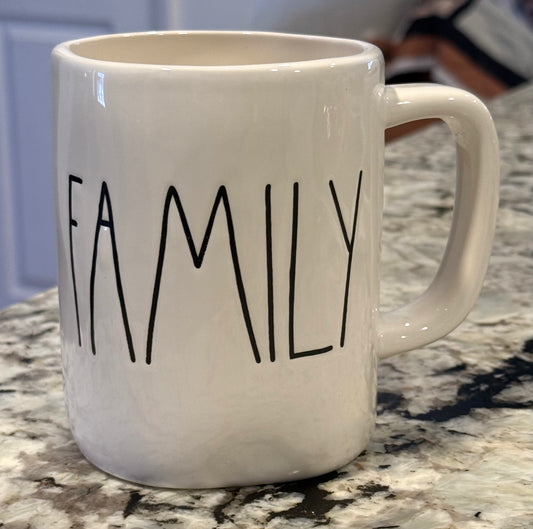 Rae Dunn white ceramic coffee mug FAMILY