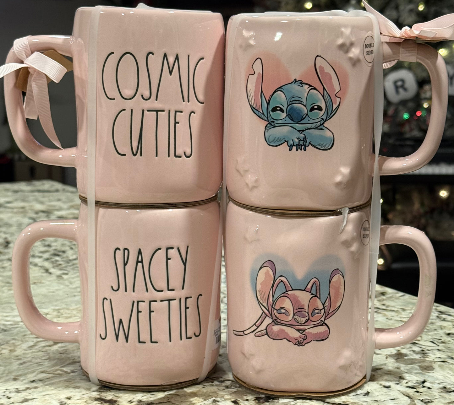 New Rae Dunn x Lilo & Stitch pink coffee mug duo set