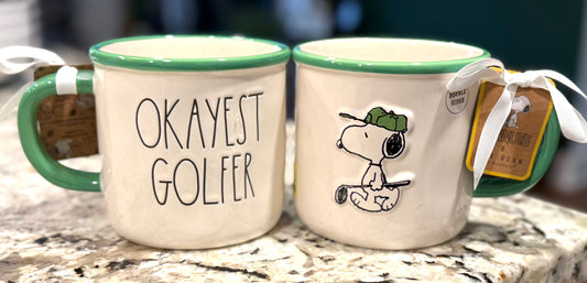 New Rae Dunn x Peanuts Snoopy white ceramic coffee mug OKAYEST GOLFER