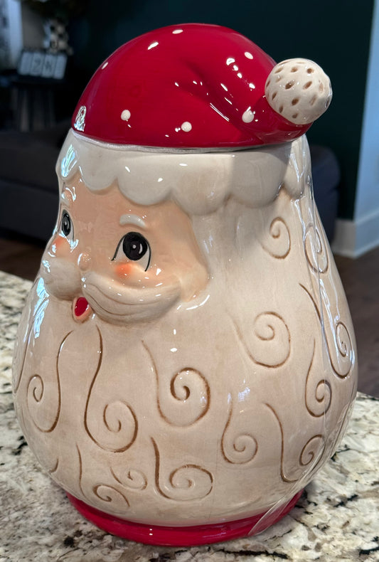 New Joanna Parker large ceramic 🎅🏻 Santa Claus cookie jar Christmas canister 11x10