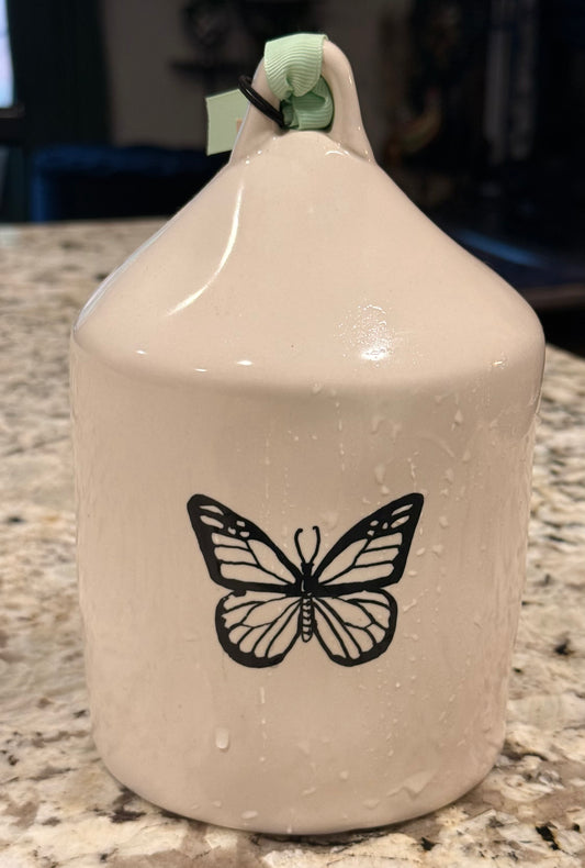 New Rae Dunn white ceramic birdhouse HOME (butterfly on back)
