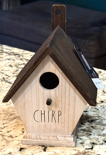 New Rae Dunn wood birdhouse CHIRP 8x6