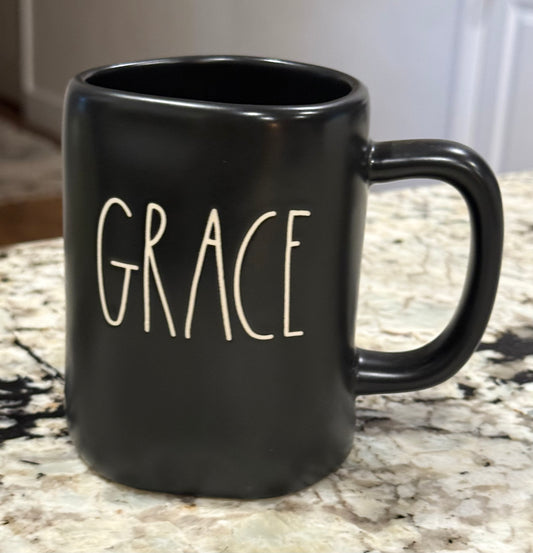 Rae Dunn black ceramic  coffee mug GRACE