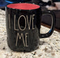 New Rae Dunn black ceramic coffee mug I LOVE ME