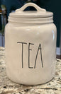 Rae Dunn white ceramic 2017 dimpled canister TEA
