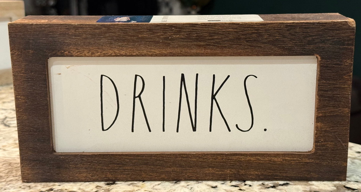 New Rae Dunn wood sign decor DRINKS.