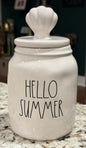 New Rae Dunn white shell topped canister decor HELLO SUMMER