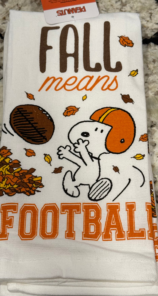 New 2-piece Peanuts Snoopy fall kitchen dish towel set -Fall is for Football