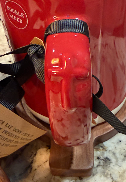 New Rae Dunn red iridescent ceramic coffee mug ENTER HIS GATES WITH THANKSGIVING AND COURTS WITH PRAISE!