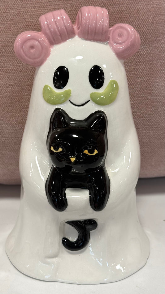New ceramic 7x4 hair curlers Halloween ghost with cat decor