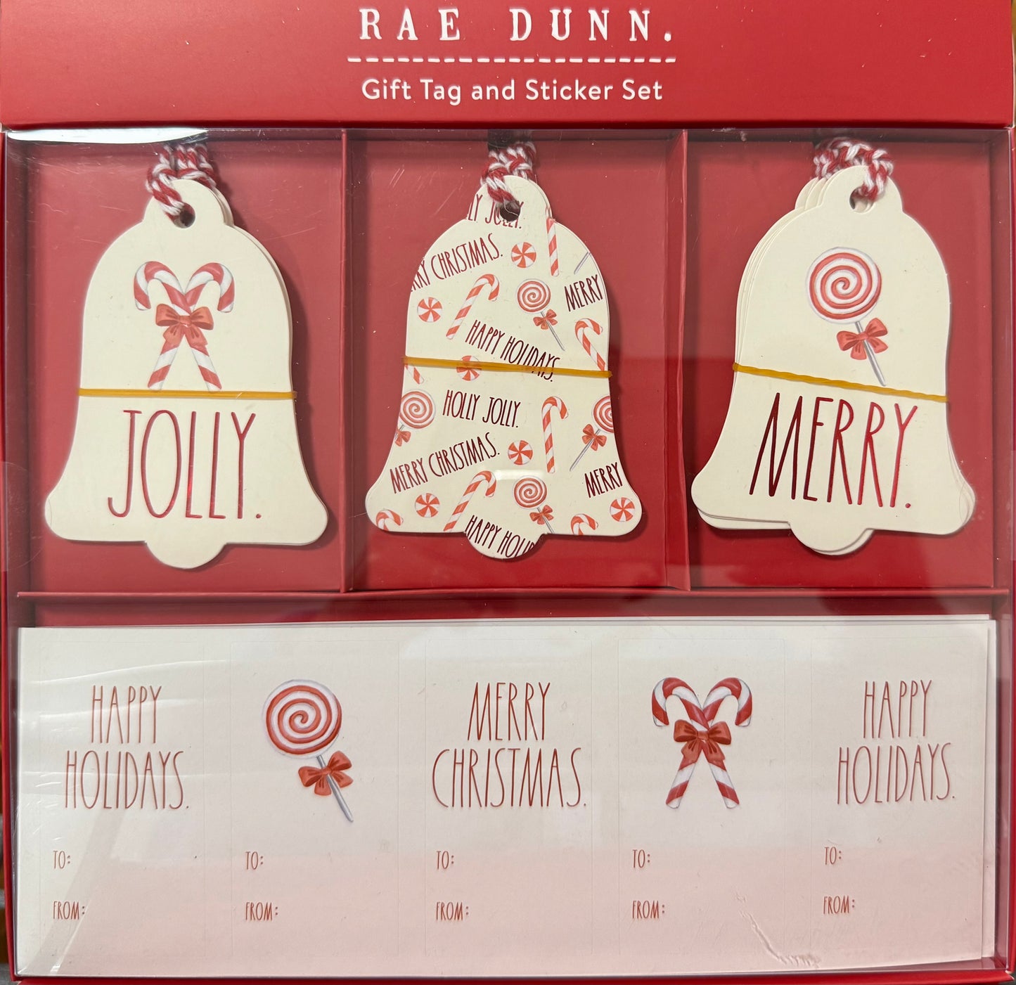 New Rae Dunn Christmas tag and sticker box set-Bells