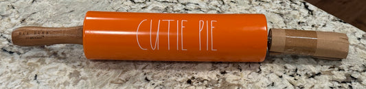 New Rae Dunn orange ceramic CUTIE PIE fall decor rolling pin