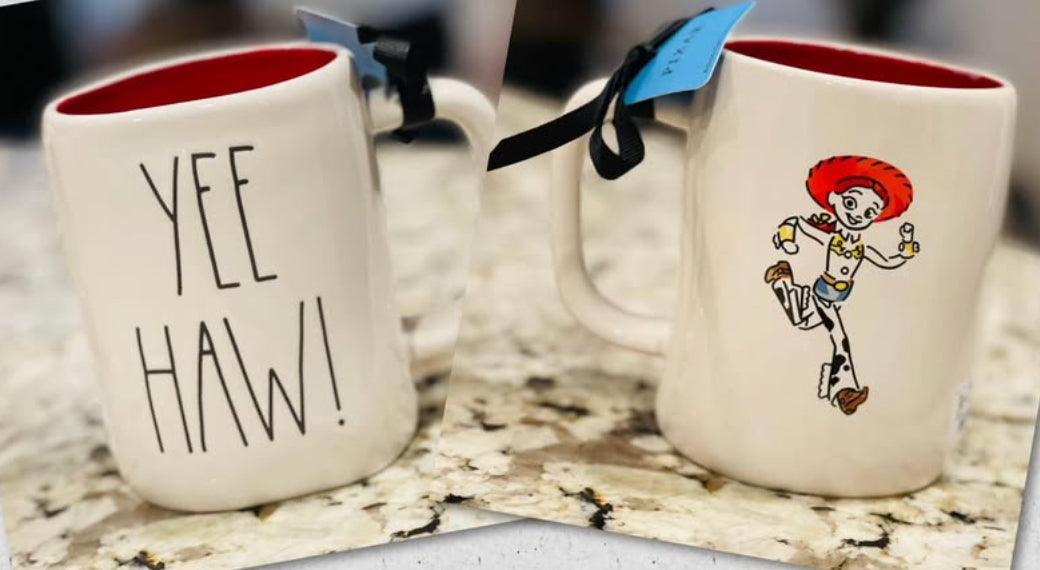 New Rae Dunn white ceramic Pixar Toy Story coffee mug YEE HAW!