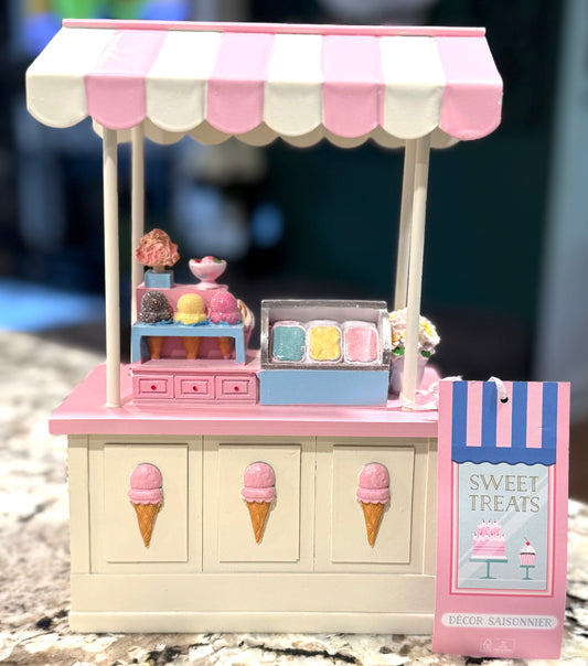 New Sweet Treats pink & white metal and resin Ice Cream shop decor piece 9:5x3.5
