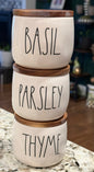 Rae Dunn white ceramic 3-piece seasoning jar set BASIL PARSLEY THYME