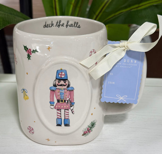 New Rae Dunn white ceramic coffee mug DECK THE HALLS