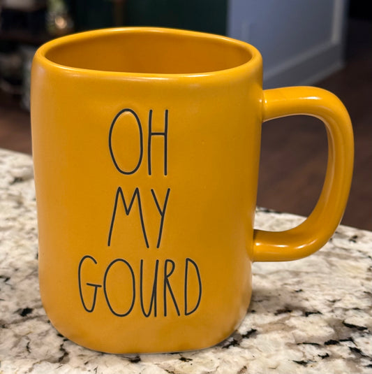 New Rae Dunn mustard ceramic mug OH MY GOURD