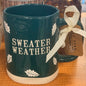 New Rae Dunn green leaf ceramic coffee mug SWEATER WEATHER